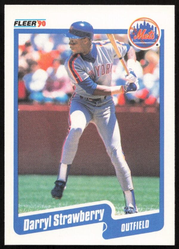 1990 Fleer Darryl Strawberry #217, New York Mets, collectible baseball card front image.