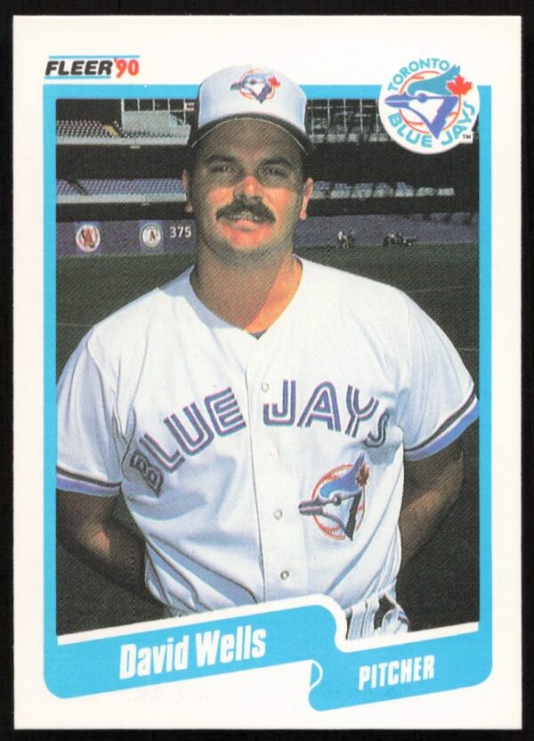 David Wells pitching, Toronto Blue Jays, 1990 Fleer baseball card #96.