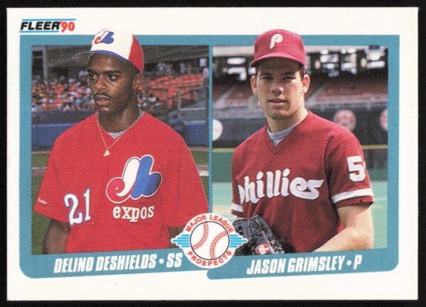 Delino DeShields and Jason Grimsley 1990 Fleer Baseball Card #653 Vintage Collectible