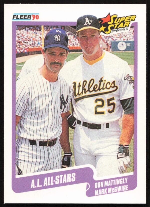 1990 Fleer Baseball Card - Don Mattingly and Mark McGwire in Action