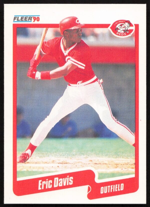 1990 Fleer Eric Davis Baseball Card #417, featuring the Cincinnati Reds star in action.