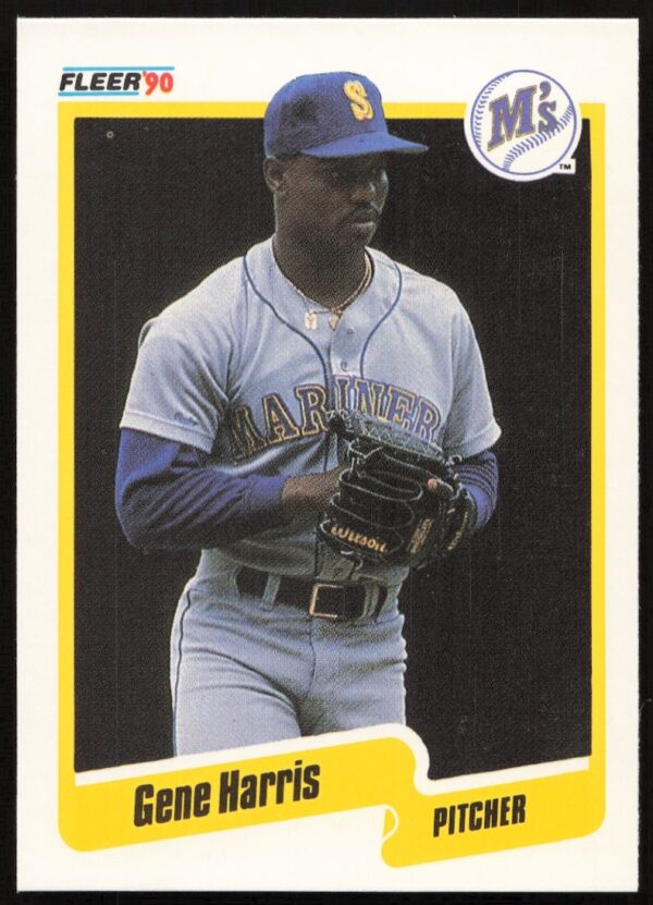 1990 Fleer Baseball Card: Gene Harris, Seattle Mariners Uniform, Card #515 Front.