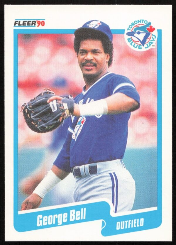 George Bell 1990 Fleer Baseball Card #76 Toronto Blue Jays Outfielder Action Pose