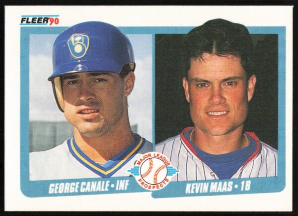 Baseball card with George Canale and Kevin Maas portraits, 1990 Fleer, card number 641.