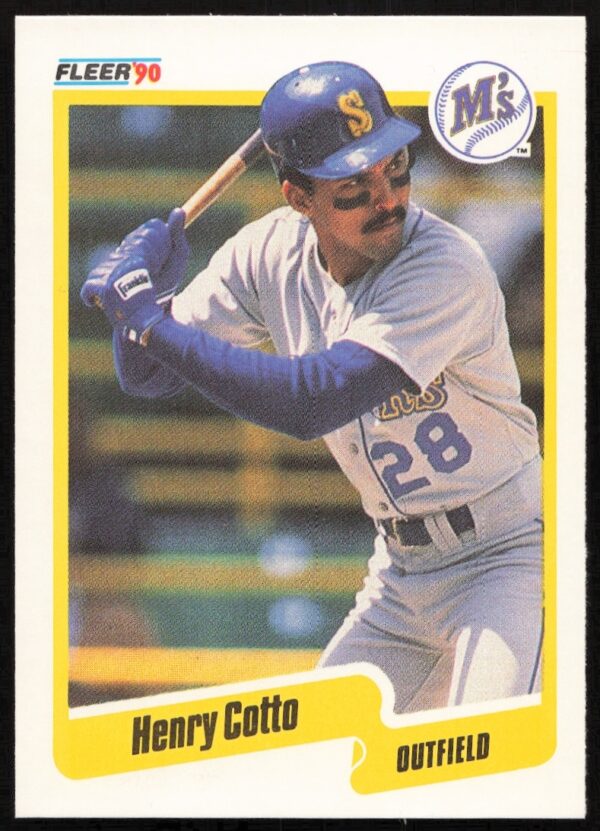 Henry Cotto 1990 Fleer baseball card #511, Seattle Mariners outfielder, in uniform with bat.