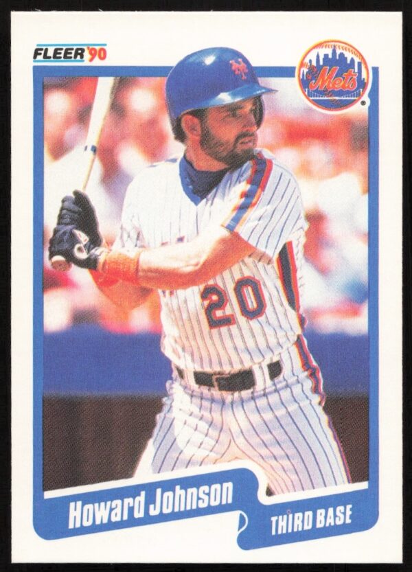 Howard Johnson 1990 Fleer baseball card #208, New York Mets, in action.