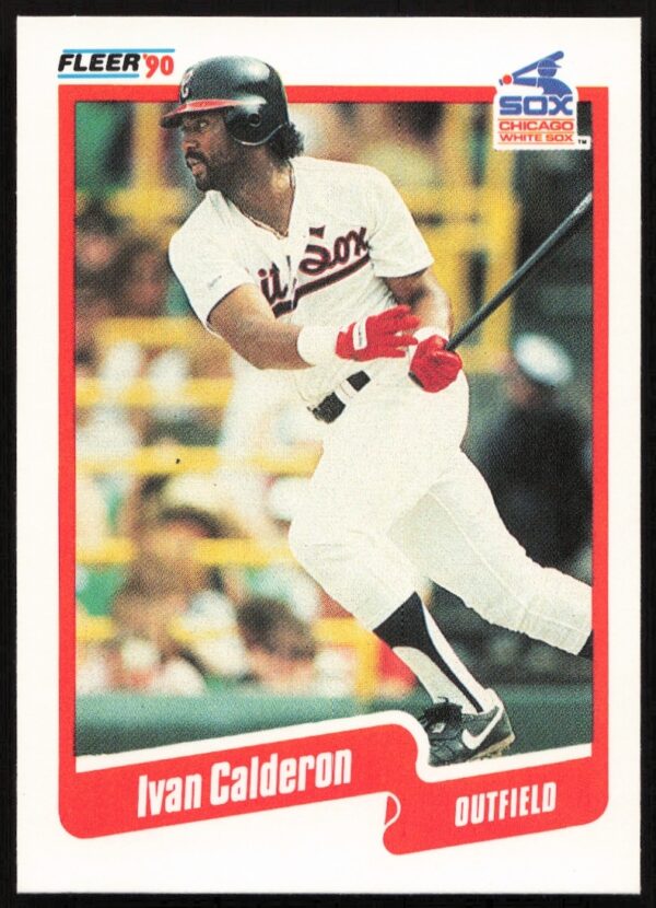 1990 Fleer Ivan Calderon baseball card #529, Chicago White Sox outfielder.
