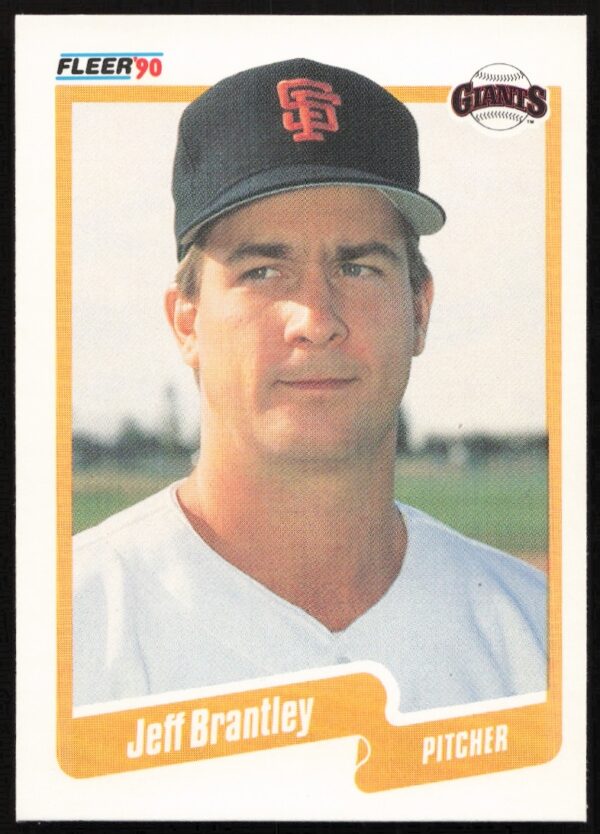 1990 Fleer baseball card of Jeff Brantley, San Francisco Giants pitcher, card #52.