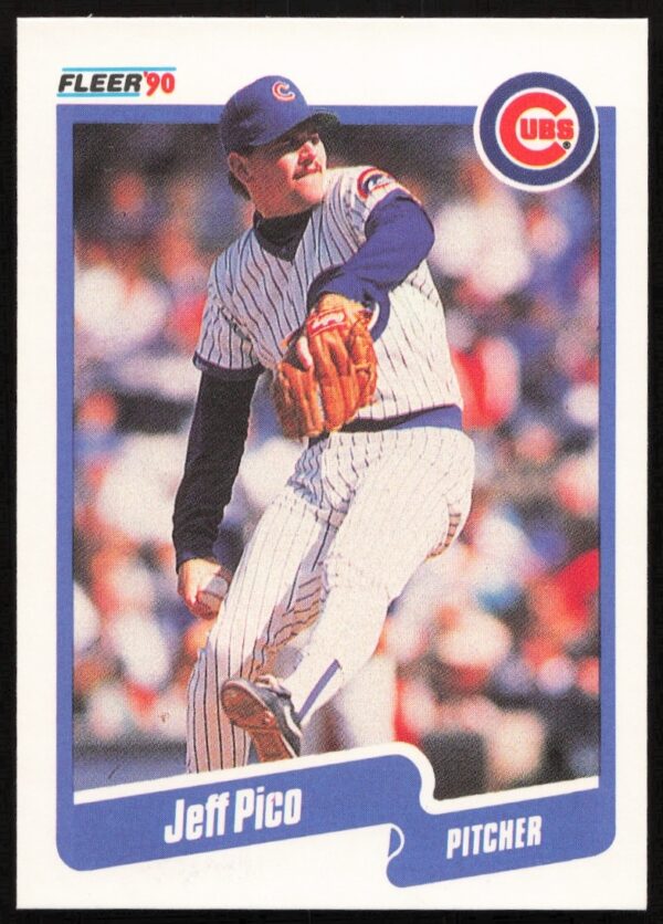 Jeff Pico 1990 Fleer card #39, Chicago Cubs pitcher in uniform, front view.