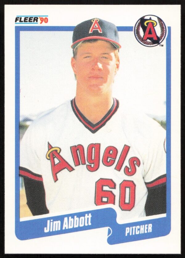 Jim Abbott 1990 Fleer Baseball Card #125, featuring the legendary pitcher in Angels uniform.
