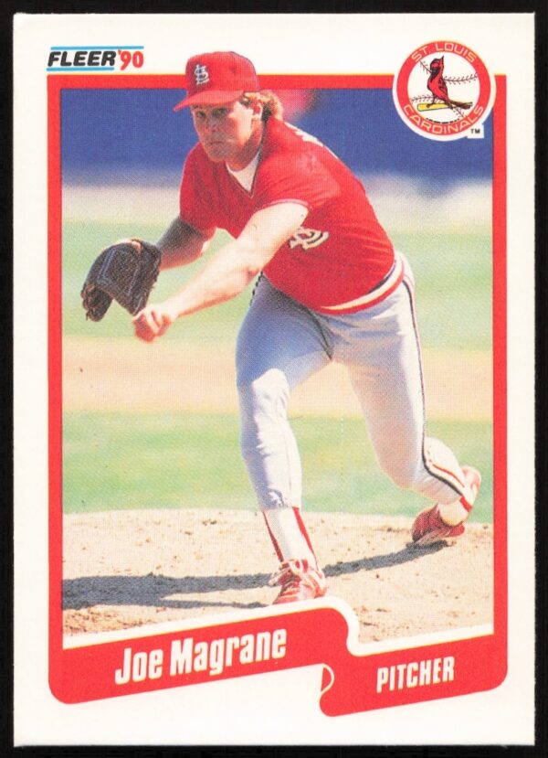 Joe Magrane 1990 Fleer #252, St. Louis Cardinals pitcher, baseball card front.
