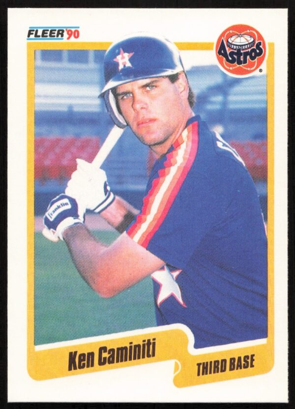 Ken Caminiti 1990 Fleer #225 baseball card, Astros uniform, collectors item.
