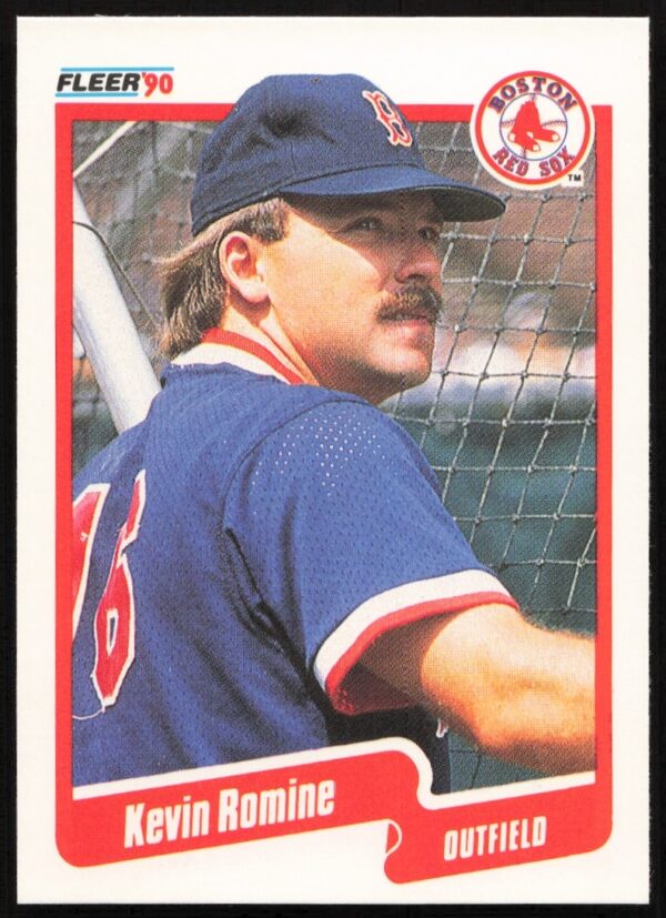 1990 Fleer Kevin Romine baseball card, Boston Red Sox, #286 front view.