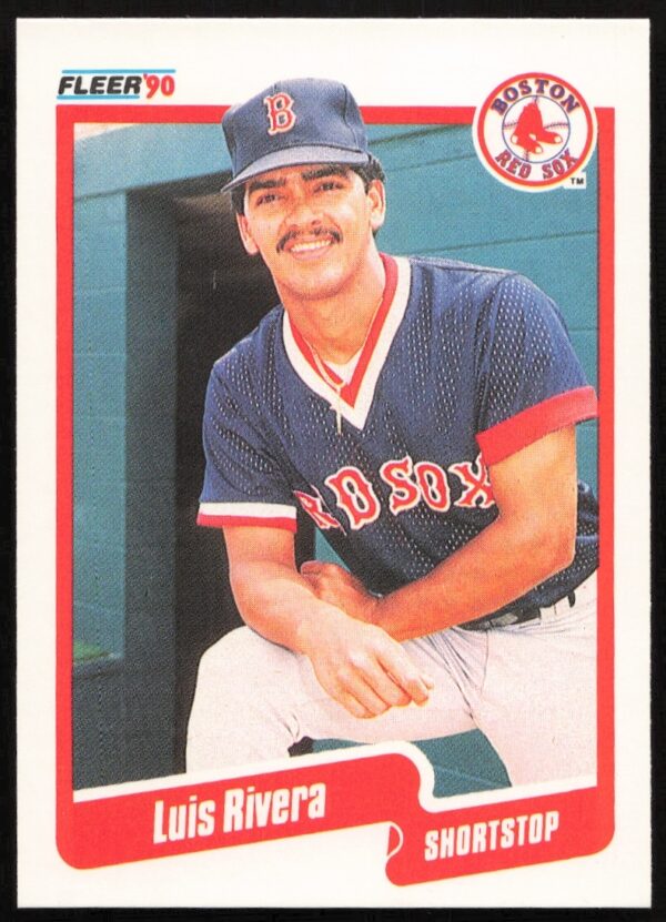 Luis Rivera 1990 Fleer #285, Boston Red Sox, Baseball Card Front.