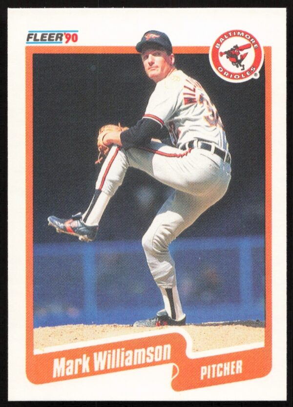 Front of 1990 Fleer Mark Williamson baseball card, collectible, #194, portrait in uniform.
