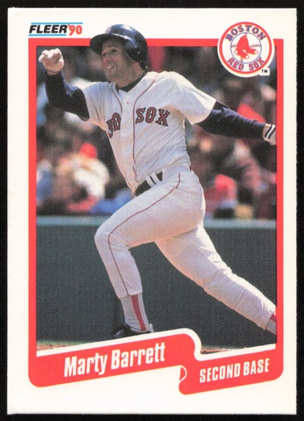 Marty Barrett 1990 Fleer baseball card front, Boston Red Sox, #266.