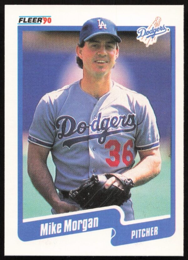 1990 Fleer Mike Morgan baseball card #403, showcasing pitcher in action.
