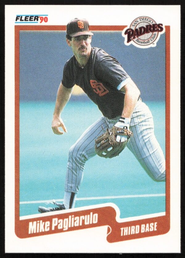 1990 Fleer Mike Pagliarulo baseball card #163 front view in uniform.
