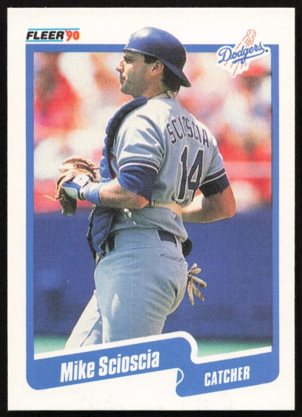 Mike Scioscia 1990 Fleer Baseball Card #407, Los Angeles Dodgers Catcher.