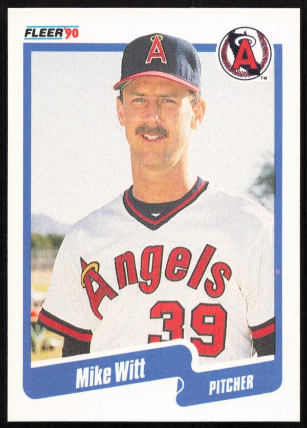 1990 Fleer baseball card featuring Mike Witt in uniform, card #148, classic design.