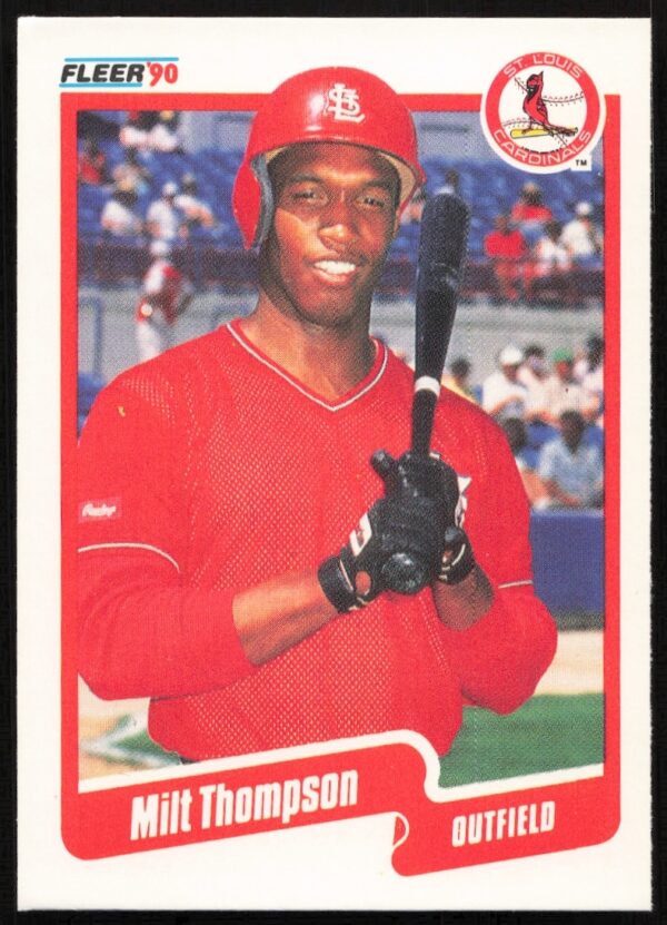 Vintage 1990 Fleer Milt Thompson baseball card #262, Phillies action shot.