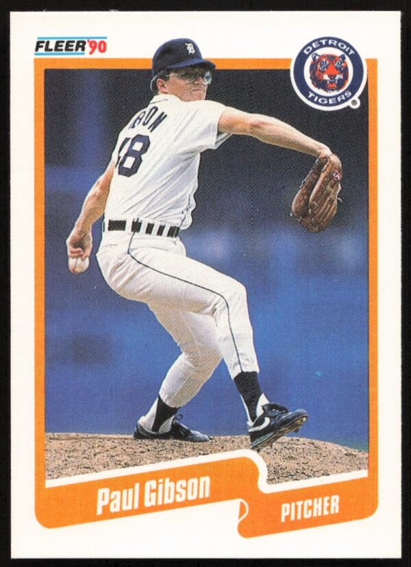 Fleer 1990 Paul Gibson #602, Detroit Tigers pitcher card.