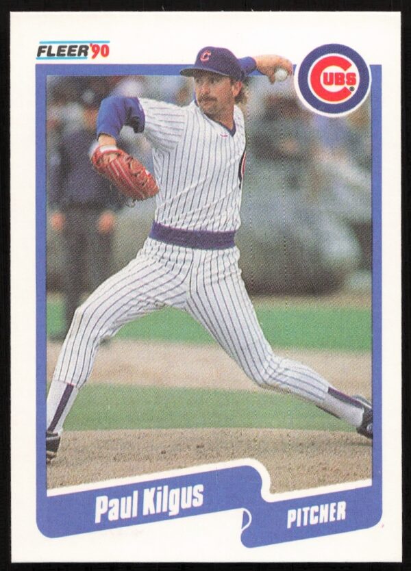 Paul Kilgus 1990 Fleer card #34, Texas Rangers pitcher, in action pose.
