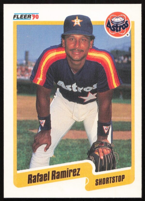 Rafael Ramirez 1990 Fleer baseball card #234, Atlanta Braves, action shot.