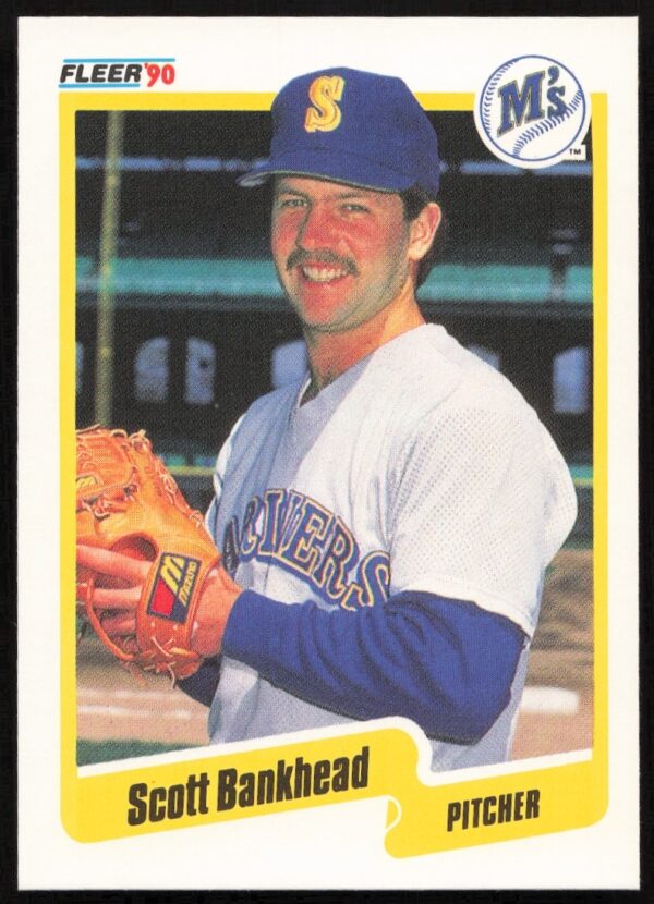 Scott Bankhead 1990 Fleer Mariners Card #505 Pitching Pose.