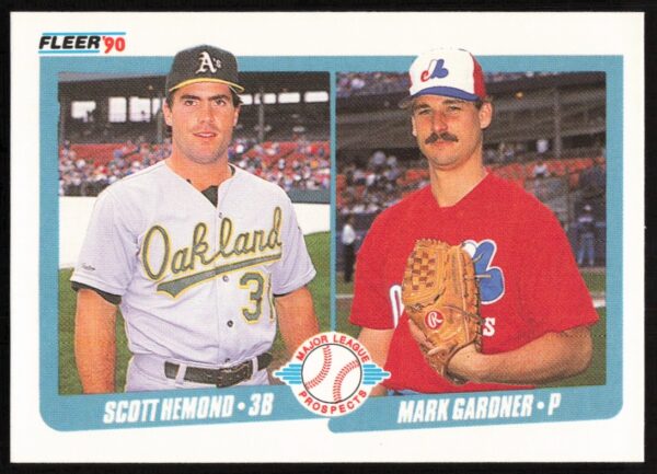 1990 Fleer baseball card featuring Scott Hemond and Mark Gardner, card number 646 front view.