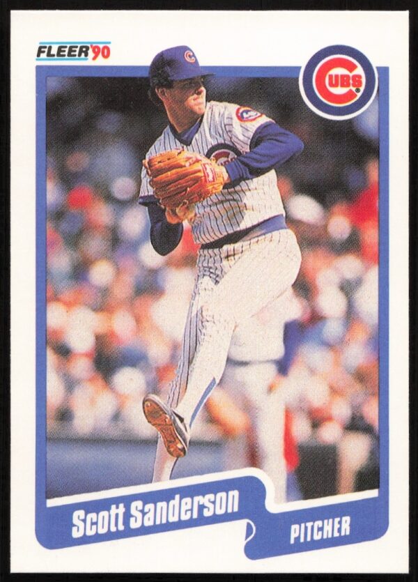 Scott Sanderson 1990 Fleer card #41 featuring MLB player in action.