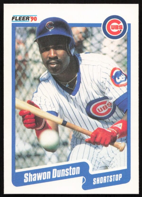Shawon Dunston 1990 Fleer Baseball Card #30 Front, Chicago Cubs Player.