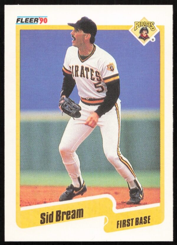 Sid Bream 1990 Fleer Baseball Card #463, Pittsburgh Pirates Portrait.