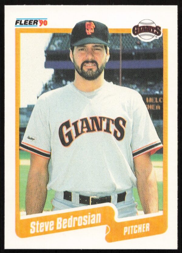 Steve Bedrosian 1990 Fleer Baseball Card #50 front, showcasing his pitching in team uniform.