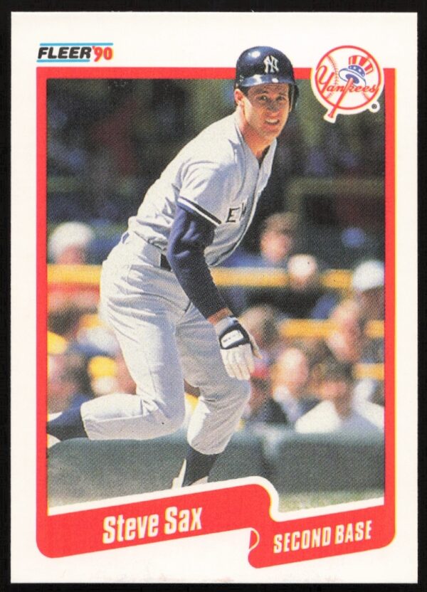 1990 Fleer Baseball Card, Steve Sax #455, Dodgers.