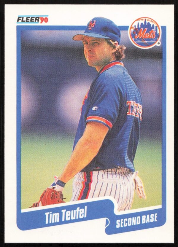 Tim Teufel 1990 Fleer Card #218, New York Mets Uniform (Front).