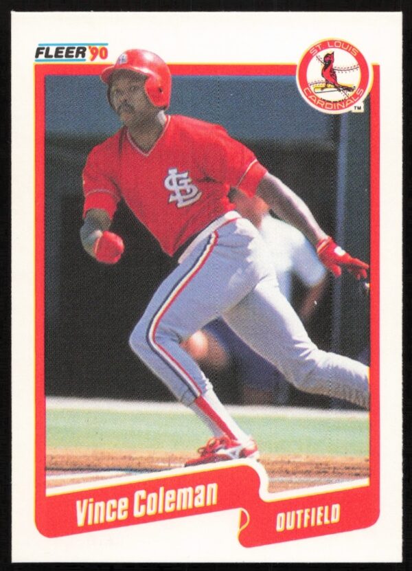 Vince Coleman 1990 Fleer Baseball Card #245 – St. Louis Cardinals Outfielder.