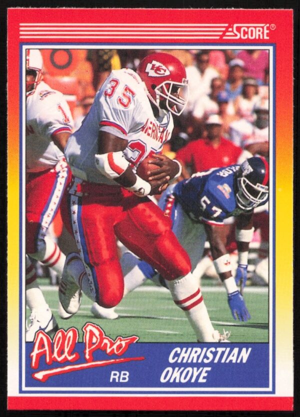 Christian Okoye 1990 Score Card #581, Kansas City Chiefs, action shot.