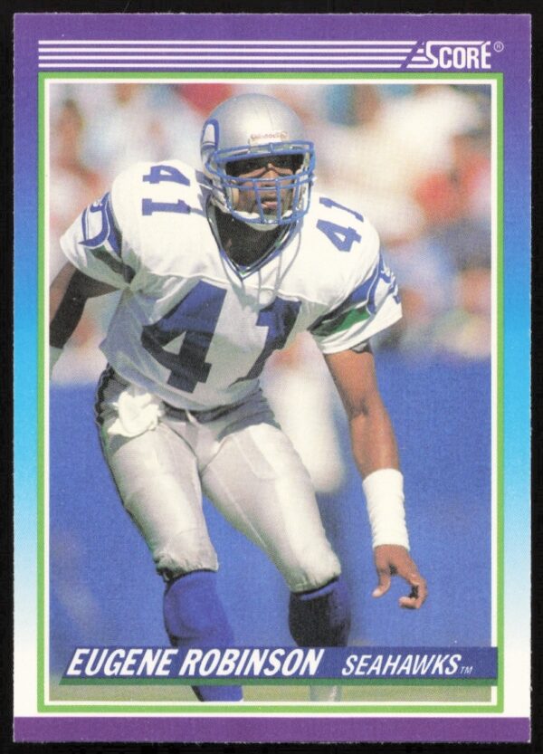 Eugene Robinson 1990 Score Football Card #483, Green Bay Packers Safety in Action.