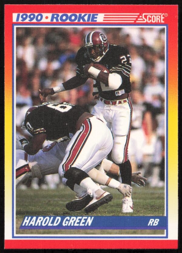 Harold Green 1990 Score Football Card #628, Cincinnati Bengals Rookie Season, Front Image.
