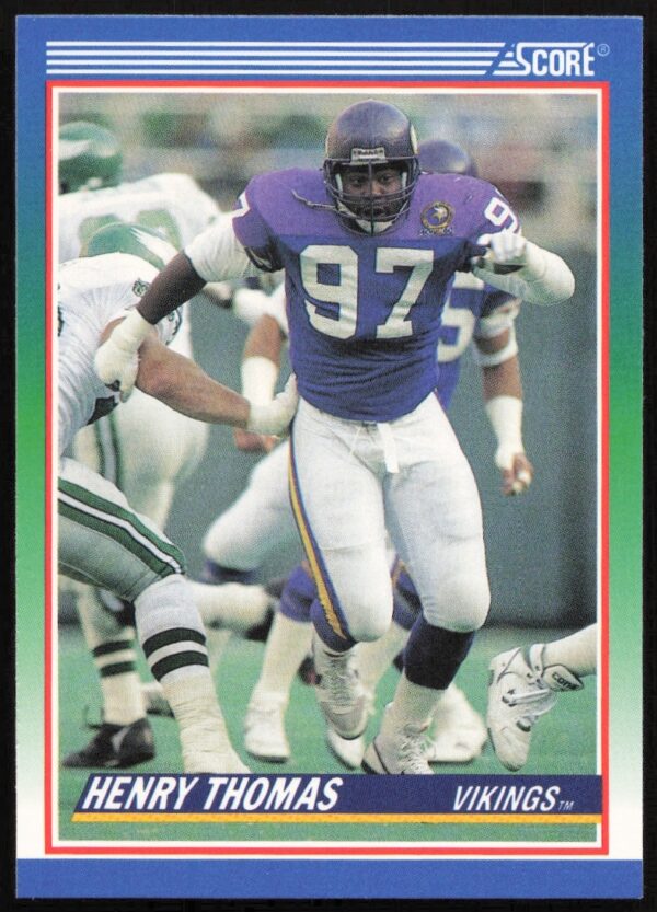 Henry Thomas 1990 Score #435 Vikings Football Card Front Side, Action Shot.