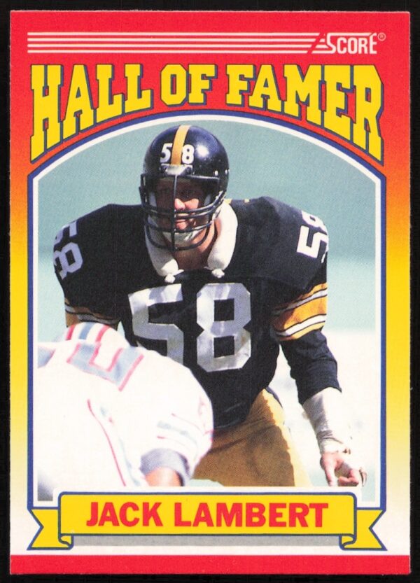Rare 1990 Score Jack Lambert Football Card Front View #598 Steelers Linebacker.