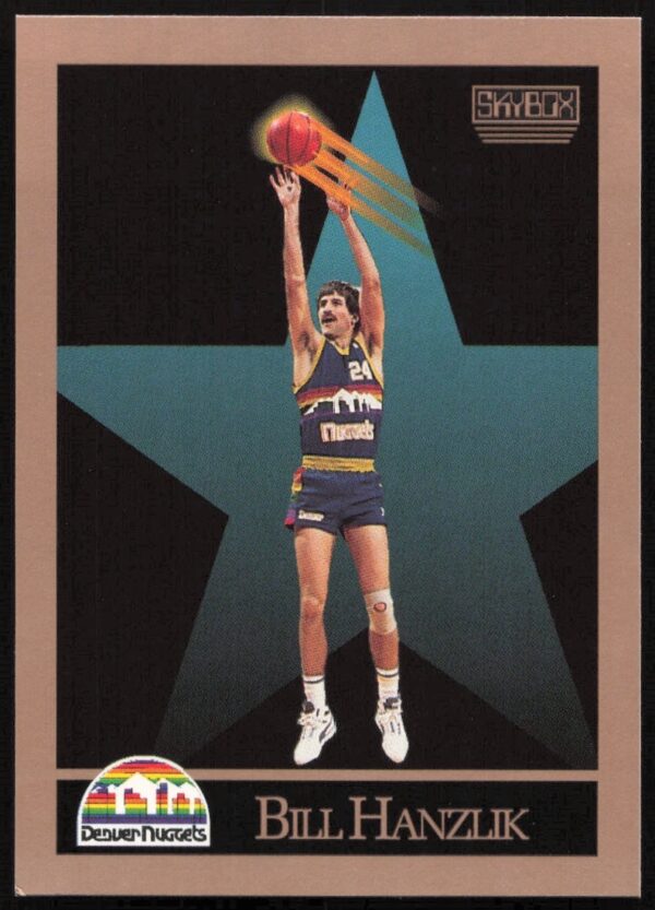 Bill Hanzlik 1990 SkyBox Basketball Card #75 featuring Denver Nuggets action shot.