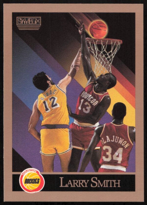 1990 SkyBox Larry Smith Error Card #111, basketball card with incorrect weight printed on back.