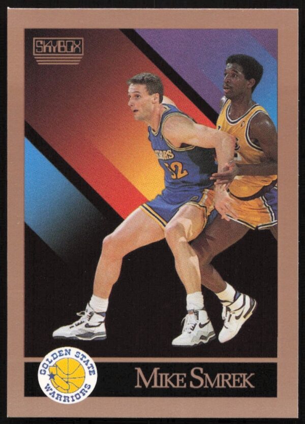 1990 SkyBox Mike Smrek basketball card #101, featuring mid-action on-court photo.