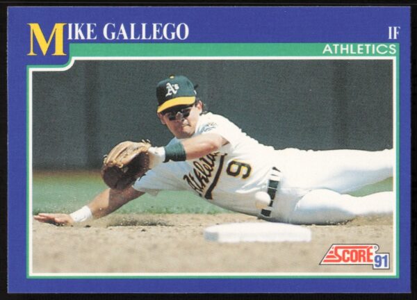 1991 Mike Gallego baseball card #476, Oakland Athletics, vintage memorabilia.