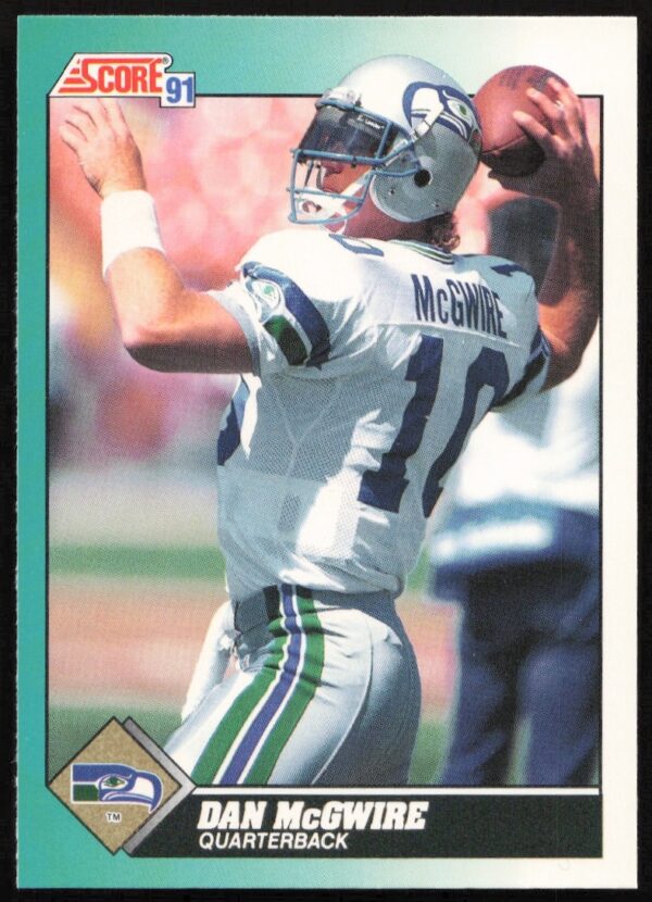 Dan McGwire 1991 Score Football Card #55T, featuring his career highlights and team uniform.