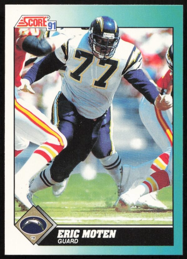 Eric Moten 1991 Score Football Card #106T, featuring his portrait in NFL uniform.