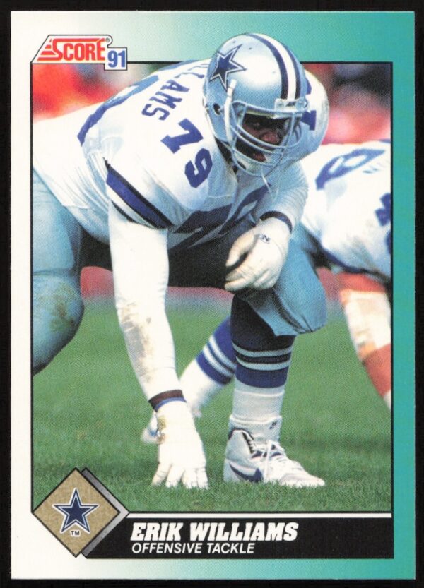 Erik Williams Dallas Cowboys card, 1991 Score Supplemental #85T, NFL action shot.