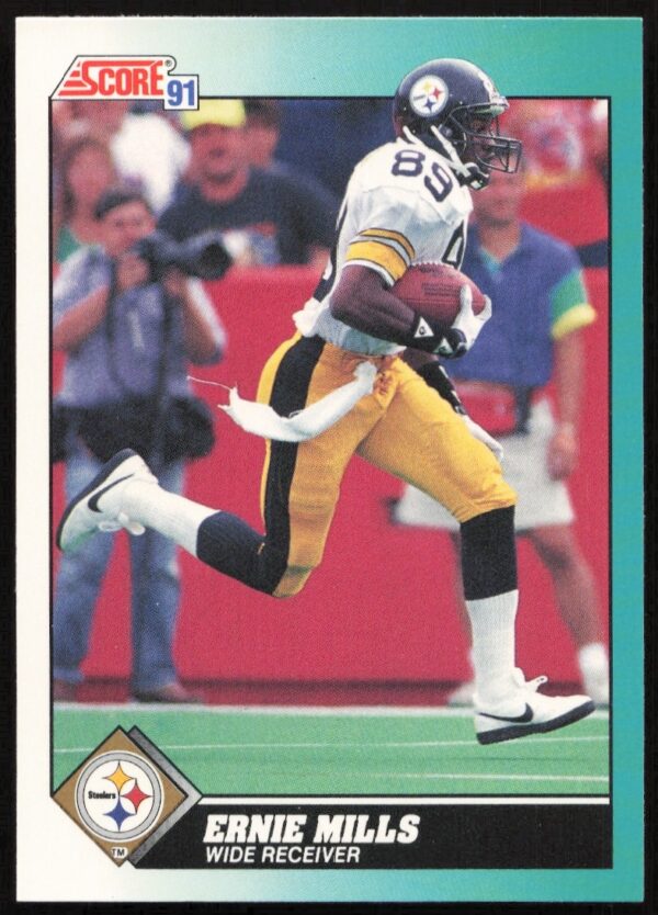 Ernie Mills 1991 Supplemental Football Card #56T, Pittsburgh Steelers wide receiver in action.